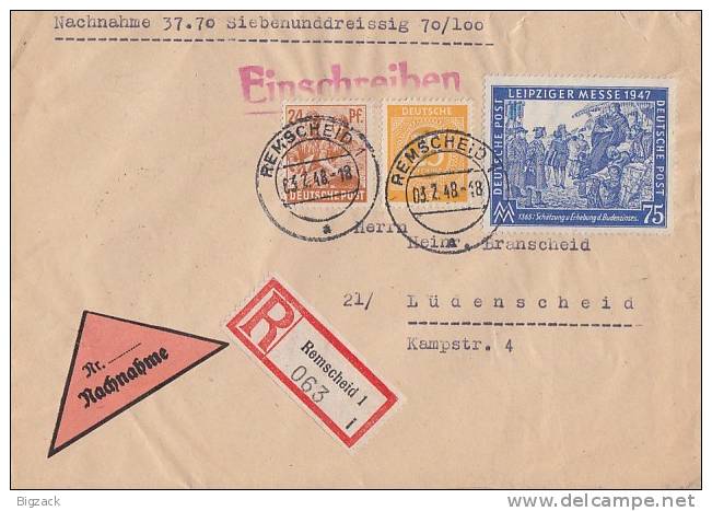 Gemeina. R-NN-Brief Mif Minr.927,951,966 Remscheid 3.2.48 - Sonstige & Ohne Zuordnung