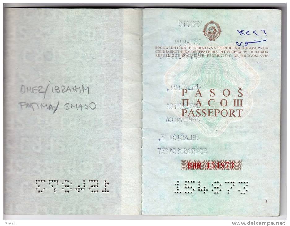 H PASSPORT SFRJ JUGOSLAVIA JABLANICA BOSNIA  WORK VISA FOR IRAQ - Historical Documents