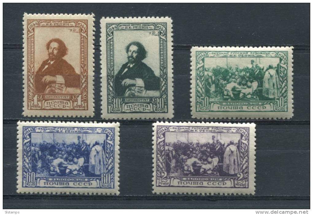 Russia 1944 Sc 952-6  Mi 932-6 MNH  Repin Painter - Unused Stamps