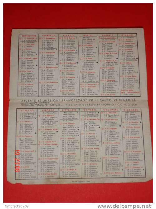 Calendarietto 1953 S.ANTONIO D.Padova /Madonna Del RIPOSO - Ferruzzi - Santino Missioni Francescane-Alinari Bonetti - Petit Format : 1941-60