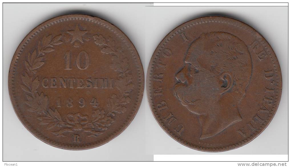 **** ITALIE - ITALIA - 10 CENTESIMI 1894 ROMA - UMBERTO I **** EN ACHAT IMMEDIAT !!! - 1878-1900 : Umberto I