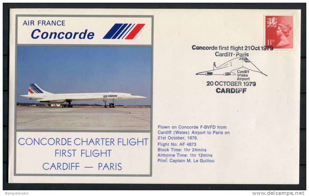 1979 GB Air France Cardiff - Paris Concorde Flight Cover - Concorde