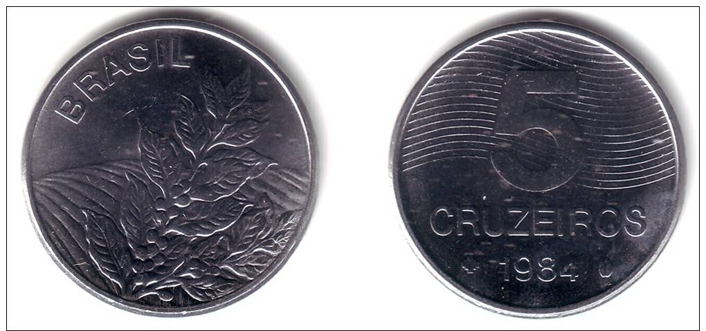 BRAZIL - Complete BU Year Set 1984 (5 Coins) - KM# 590, 591, 592.1, 593.1, 594.1 - Brazil