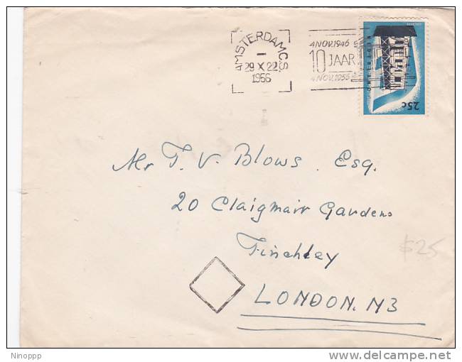 Netherlands 1956  Europa Stamp On Cover - 1956