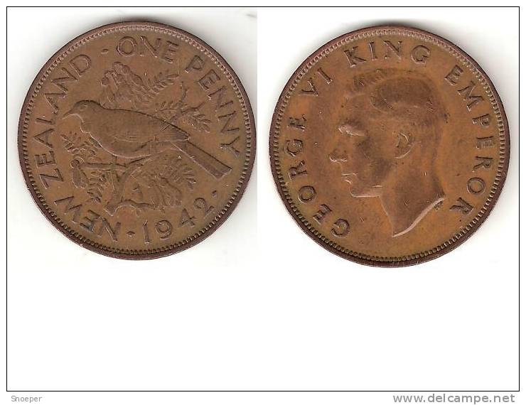 *new Zealand 1 Penny 1942  Km 13  Vf - Nouvelle-Zélande