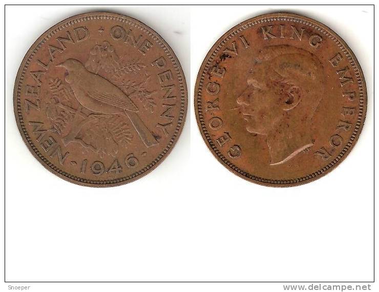 New Zealand 1 Penny 1946  Km 13  Vf+ - Nouvelle-Zélande