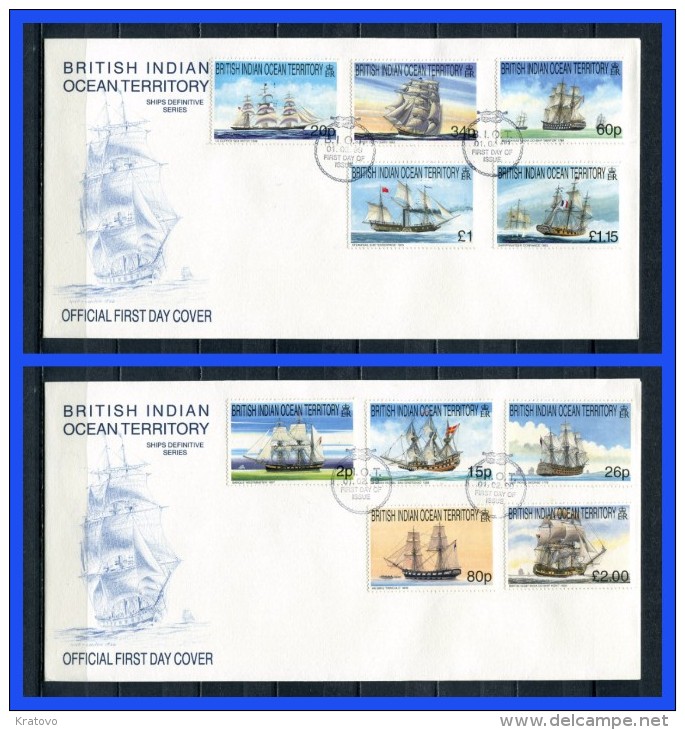 BIOT 1999 SHIPS DEFINITIVE SERIES 2 FDC - Territorio Británico Del Océano Índico