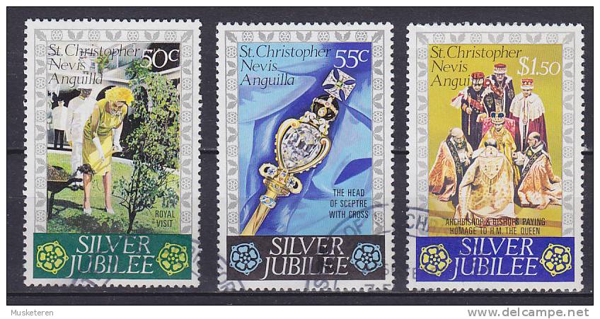 St. Christopher-Nevis & Anguilla 1977 Mi. 325-27 QEII Silver Wedding Jubilee Complete Set !! - St.Christopher, Nevis En Anguilla (...-1980)