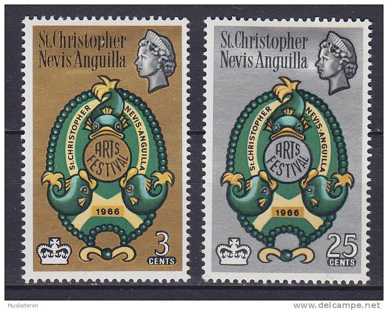 St. Christopher-Nevis & Anguilla 1966 Mi. 168-69 Festival Der Künste Arts Festival Complete Set MH* - St.Christopher, Nevis En Anguilla (...-1980)