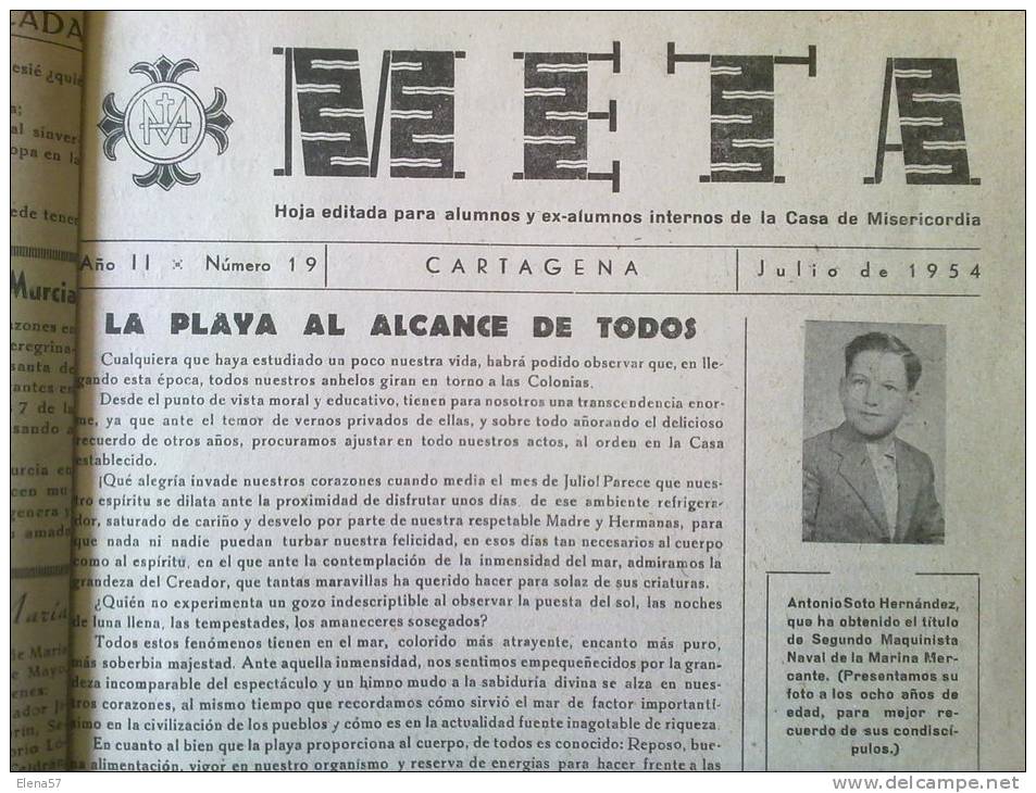 LOTE 12 REVISTAS HOJA EDITADA ALUNNOS DE LA CASA DE LA MISERICORDIA,1954  EN PERFECTO ESTADO.ARQUITECTO VICTOR  BELTRI.E - [1] Until 1980