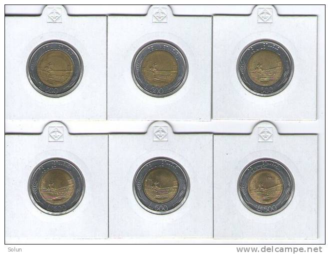 ITALY     500 LIRE     SET OF COINS (83 , 84 , 89 , 90 , 91 , 92)  BICOLORE , BIMETALLICO - 500 Lire