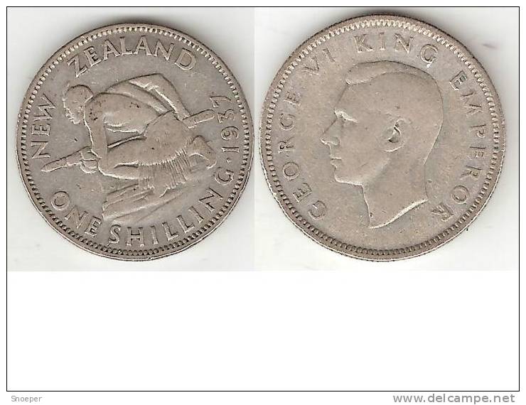 *new Zealand 1 Shilling 1937  Km 9  Vf - Nouvelle-Zélande