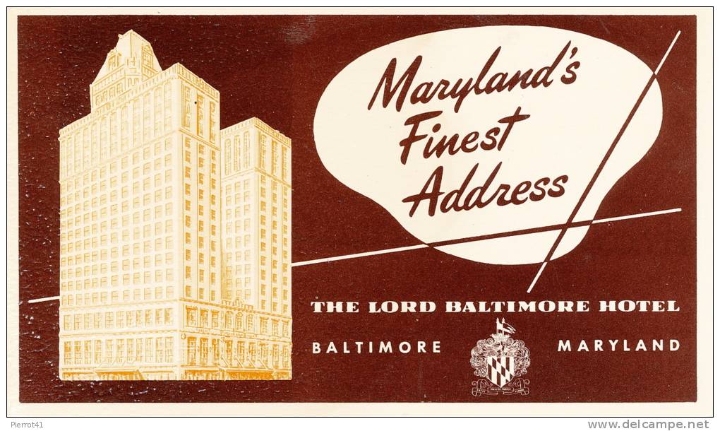 U.S.A. -  LORD BALTIMORE HOTEL - Baltimore