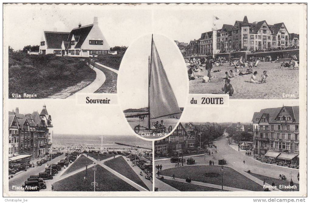 Souvenir Du Zoute (Knokke), Villa Royale, Estran, Place Albert, Avenue Elisabeth, Char A Voile (pk8323) - Knokke