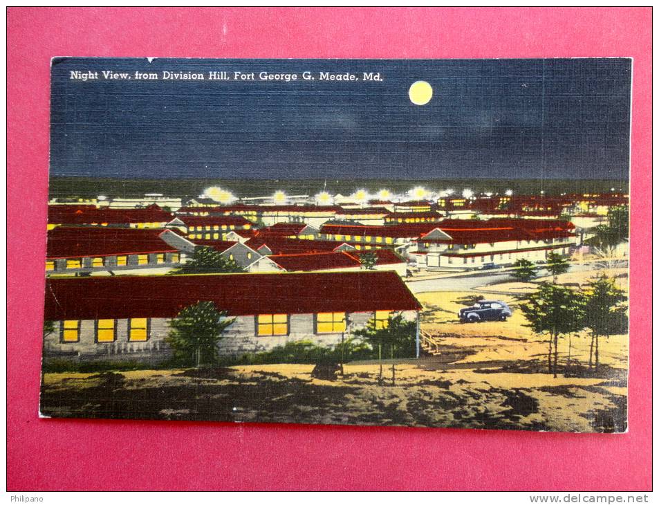 Night View--Fort George Meade MD  Linen 1942 Cancel===  ==   = == Ref 800 - Autres & Non Classés