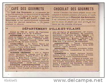 Carte Géographiaque ILLE ET VILAINE - CHOCOLAT DES GOURMETS - Photos  RENNES , St MALO , FOUGERES , VITRE , REDON ... - Schokolade