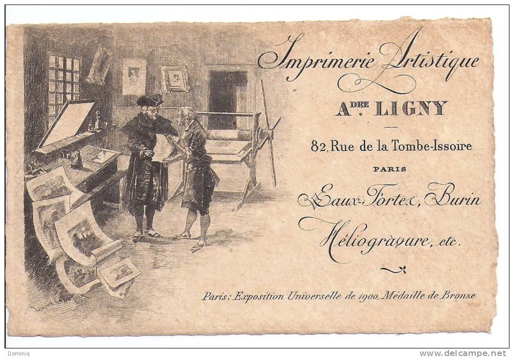 Imprimerie Artistique - Adre. LIGNY - 82 Rue De La Tombe-Issoire - Eaux Fortes - Arrondissement: 14