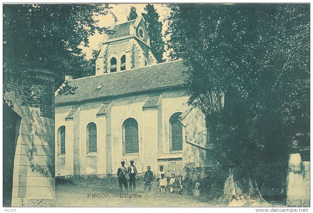 95 _val D'oise_ Piscop _ L' Eglise (bleu) - Pontcelles