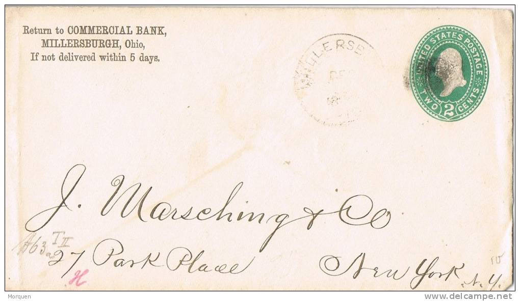 0659. Carta Entero Postal MILLERSBURGH (Ohio) 1894, Fancy Cancel - ...-1900