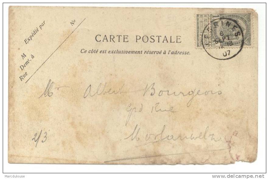 Lessines. Lessen. Carrières Lenoir. Steengroeven Lenoir. Cachet - Stempel: Lessines 1907. Timbre - Postzegel N° 53. - Lessines