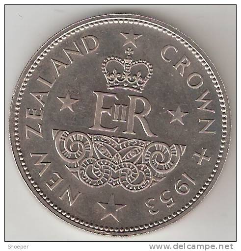 *new Zealand 1 Crown 1953  Km 30  Proof !!!!!! - New Zealand