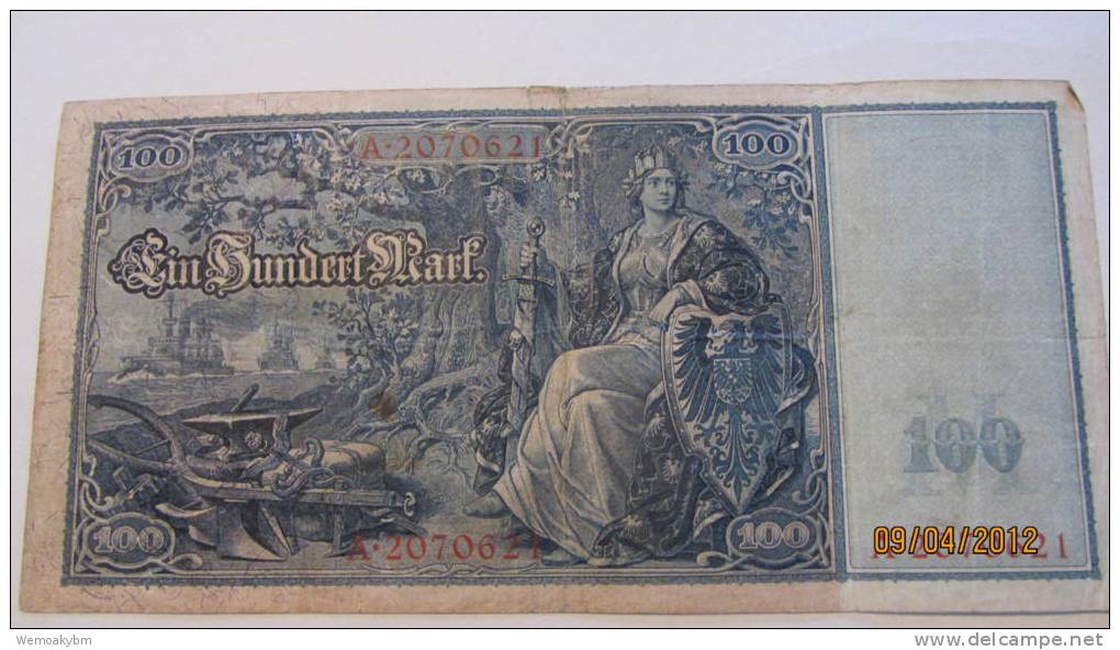 Reichsbanknote "Ein Hundert Mark" Berlin, Den 10. September 1909 Nr. A 2070621 - 100 Mark