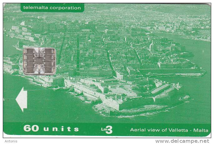 MALTA - Aerial View Of Valletta(reverse Bank Of Valetta) 60 Units, 07/97, Used - Malte