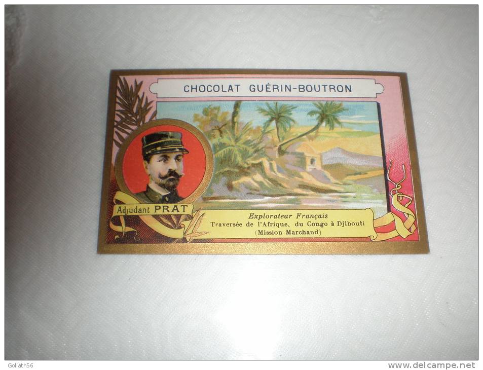 Chromo Chocolat Guérin Boutron Explorateur Adjudant Prat, Serie Explorateurs, Exposition Universelle 1889 - Guerin Boutron