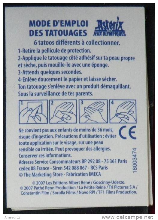 Collection Astérix-Tatoo Avec Feuille De Protection La Vache Qui Rit , Astérix - Other & Unclassified