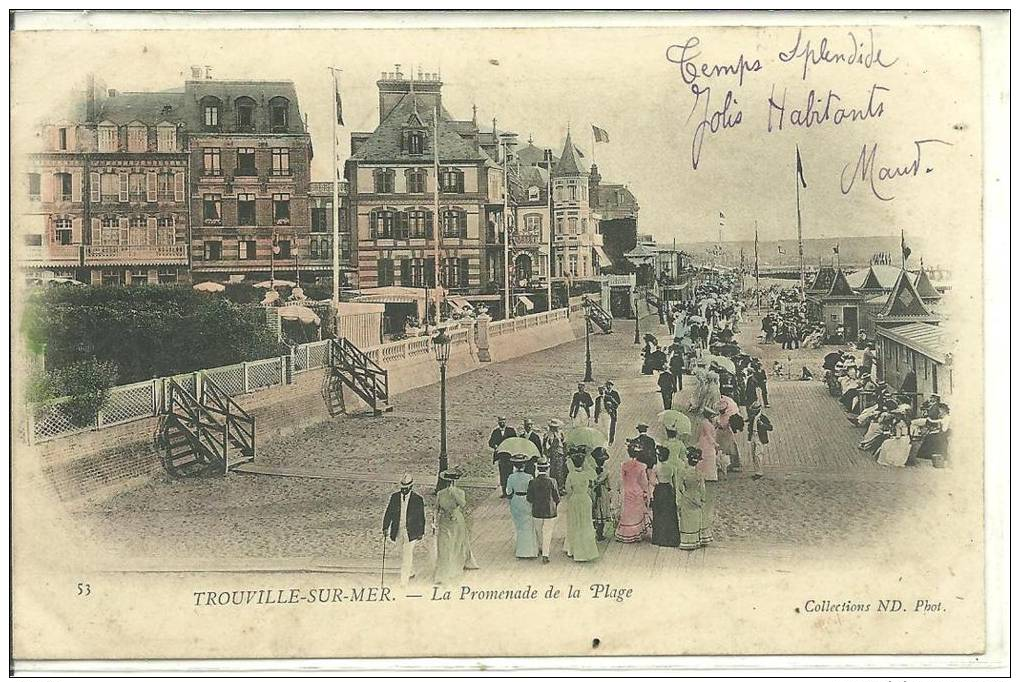 14, Calvados,TROUVILLE -SUR-MER, La Promenade De La Plage Animée Et En Couleurs,Scan Recto-Verso - Trouville