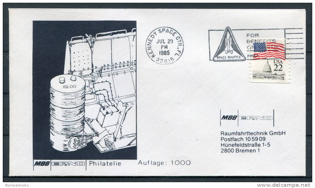 1985 USA Kennedy Space Centre Space Shuttle IGLOO Cover - United States