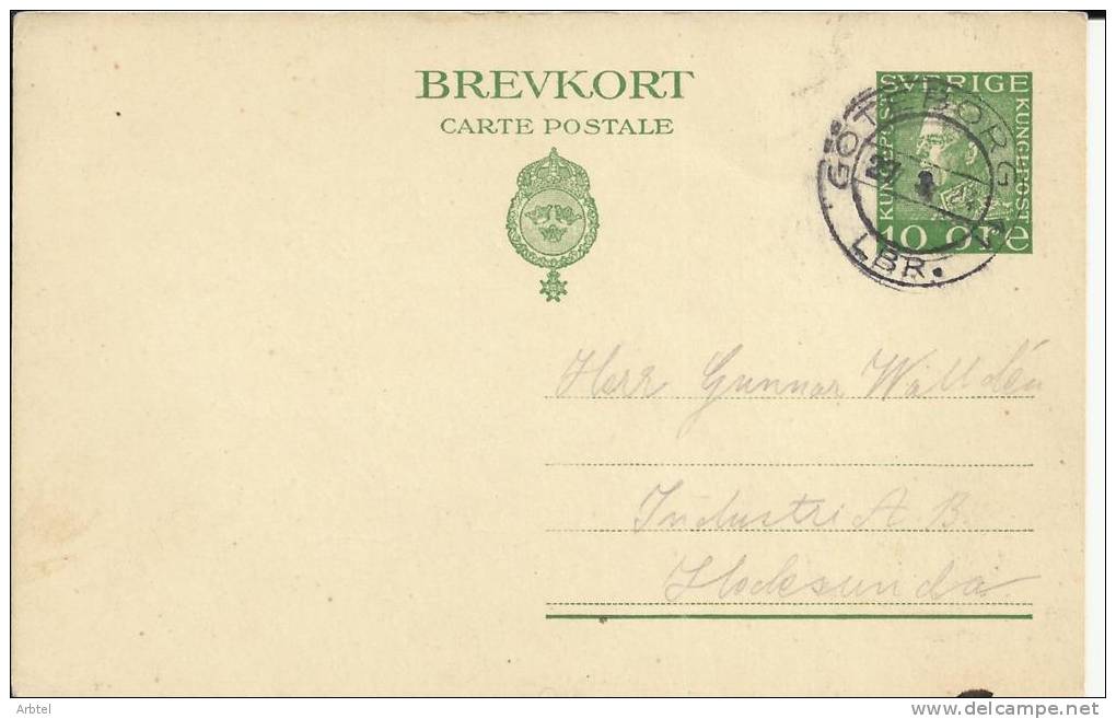 SUECIA ENTERO POSTAL NUEVA MAT GOTEBORG 1924 - Entiers Postaux