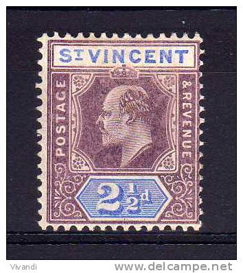 St Vincent - 1902 - 2½d Definitive (Watermark Crown CA) - MH - St.Vincent (...-1979)