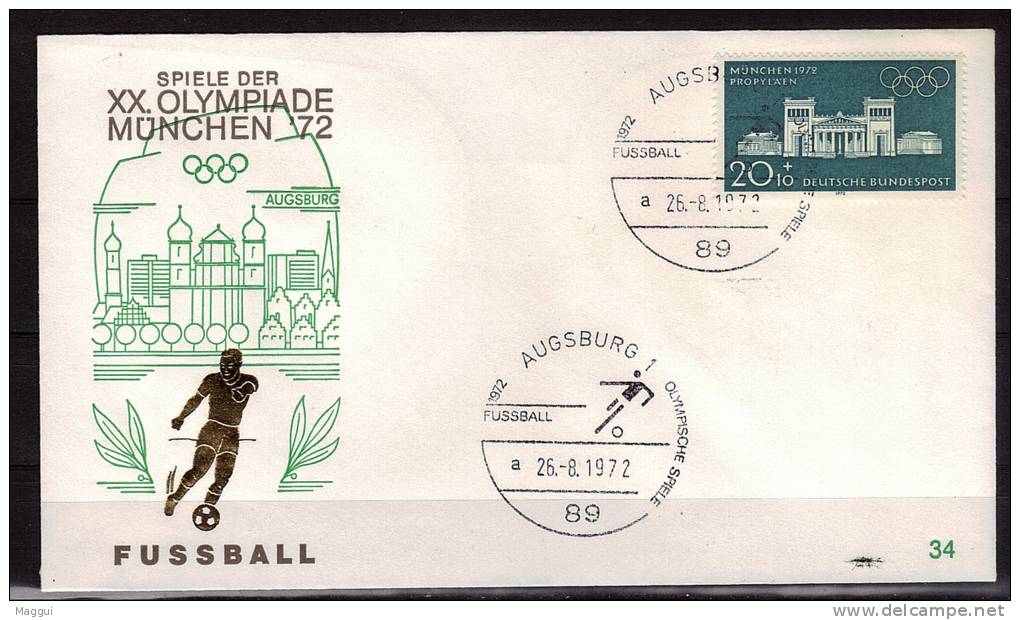 ALLEMAGNE  FDC Cachet  Augsburg 1   JO 1972   Football  Soccer  Fussball - Briefe U. Dokumente