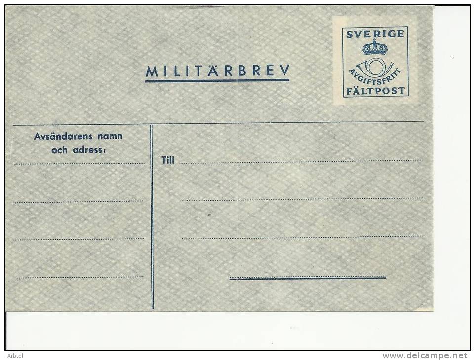 SUECIA ENTERO POSTAL PARA CORREO MILITAR - Postal Stationery