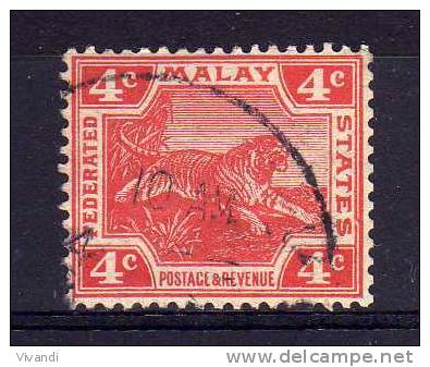 Federated Malay States - 1919 - 4 Cents Definitive (Die I) - Used - Federated Malay States