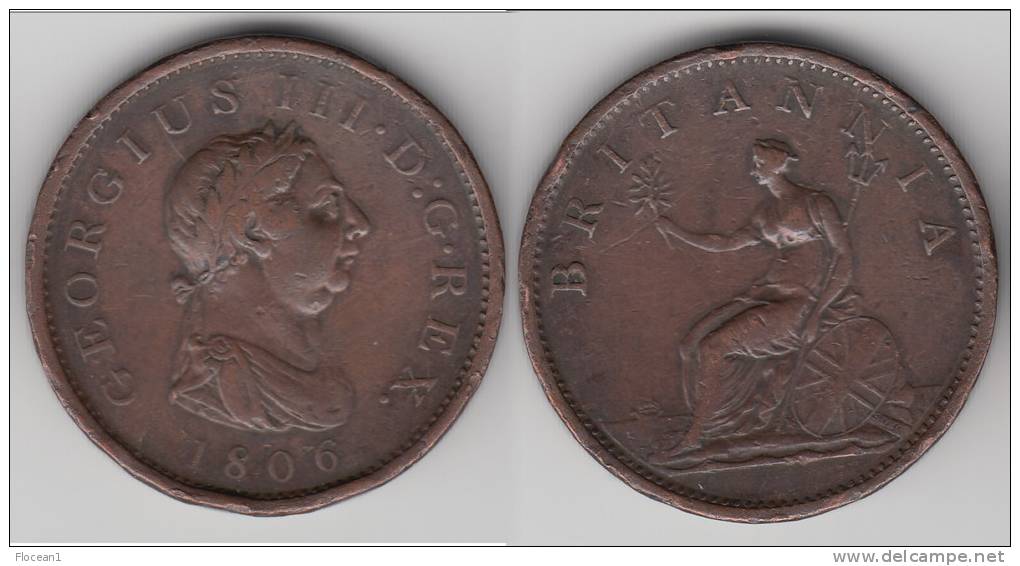 **** GRANDE-BRETAGNE - GREAT-BRITAIN - 1 PENNY 1806 GEORGE III **** EN ACHAT IMMEDIAT !!! - C. 1 Penny