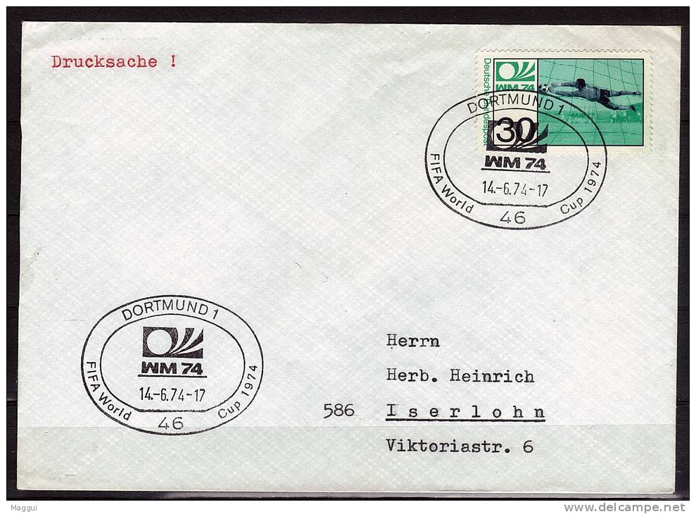 ALLEMAGNE  FDC Enveloppe  Dortmund 1    Cup  1974   Football  Soccer  Fussball - 1974 – Germania Ovest