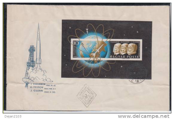 Hungary FDC With Mini Sheet Gagarin,Tyitov,Glenn Cosmos 1962 - FDC