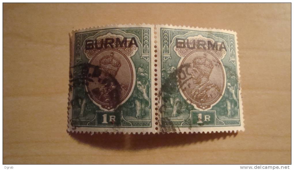 Burma  1937  Scott #13  Used-Paired - Burma (...-1947)