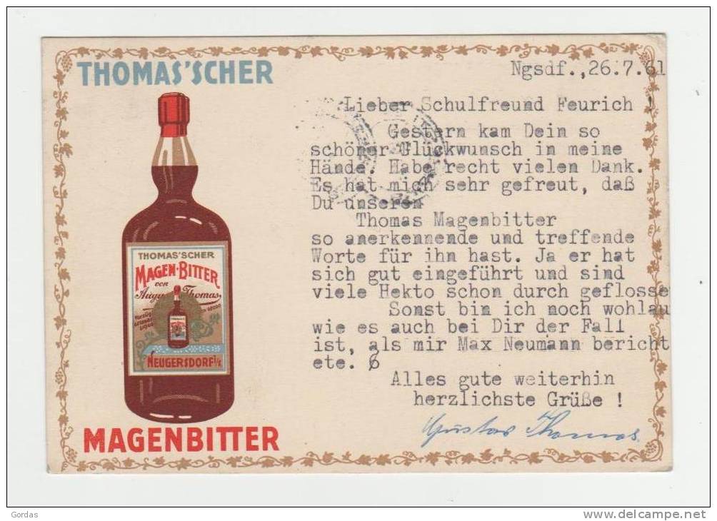 Advertising - Tomas'scher - Magenbitter - Neugersdorf In Sachsen - Werbung - Advertise - Neugersdorf