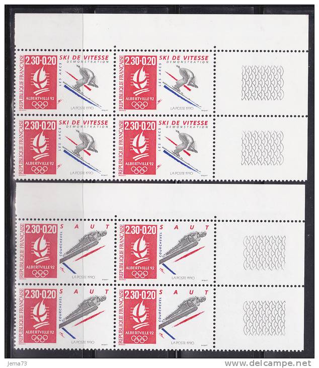 N° 2674 Et 2675: Alberville 92 Bloc De 4 Timbres: Jeux Olympique D´Hiver Disciplines Sportives: Saut à Ski Ski De Vitess - Neufs