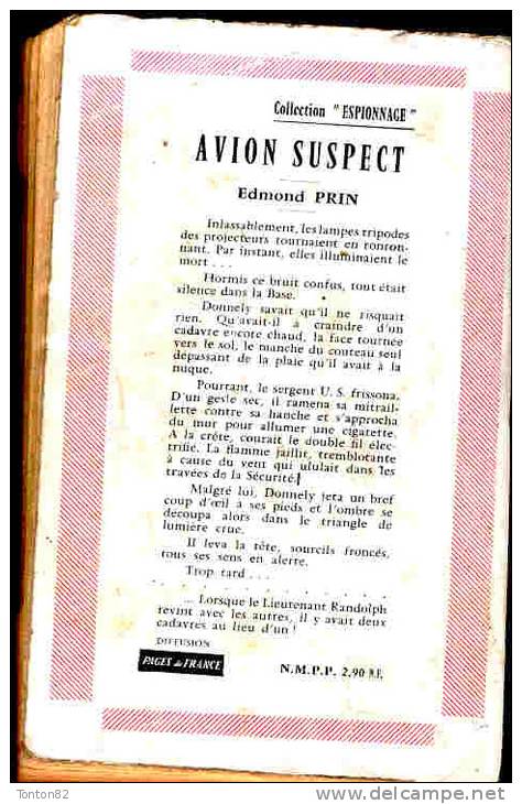 Edouard Prin - Avion Suspect - Collection " Espionnage " N° 2  - ( 1960 ) . - Antiguos (Antes De 1960)