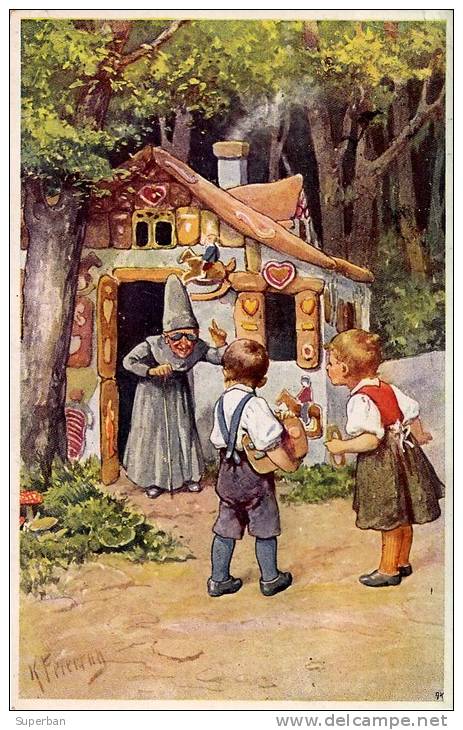 ART DÉCO / JUGENDSTIL : HÄNSEL UND GRETEL / GRIMM - ILLUSTRATION SIGNÉE: K. FEIERTAG - B.K.W.I . 337-3 (n-141) - Feiertag, Karl