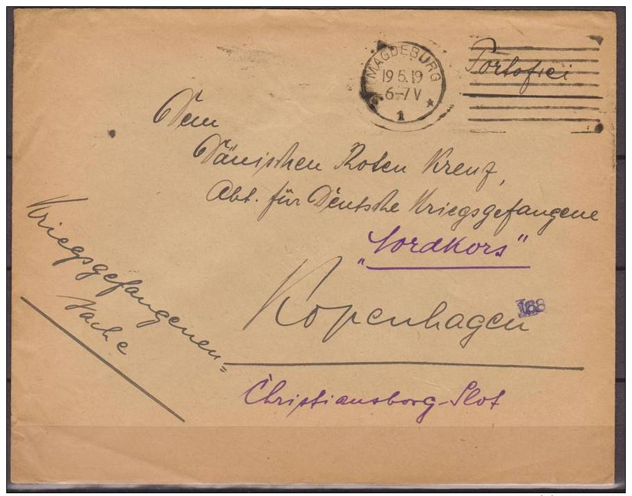 Deutschland, 1919, Prisoner Of War Mail, From Magedeburg To Red Cross Kopenhagen With Censor Marks - WO1