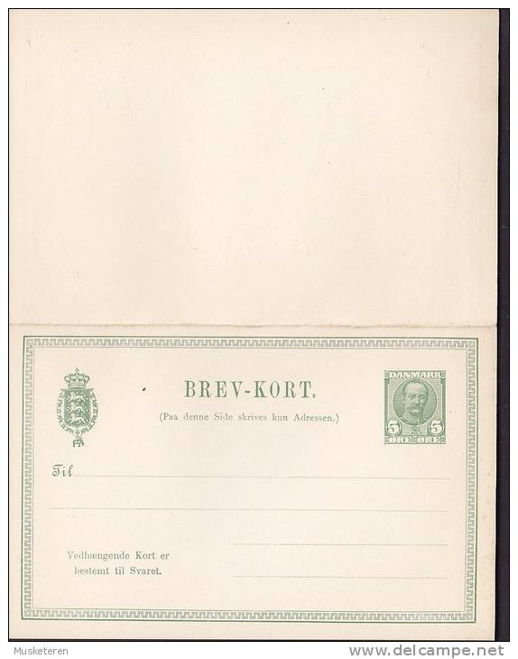 Denmark Postal Stationery Ganzsache Entier 5 Ø King König Frederik VIII. Brevkort M. Antwort Unused (2 Scans) - Ganzsachen