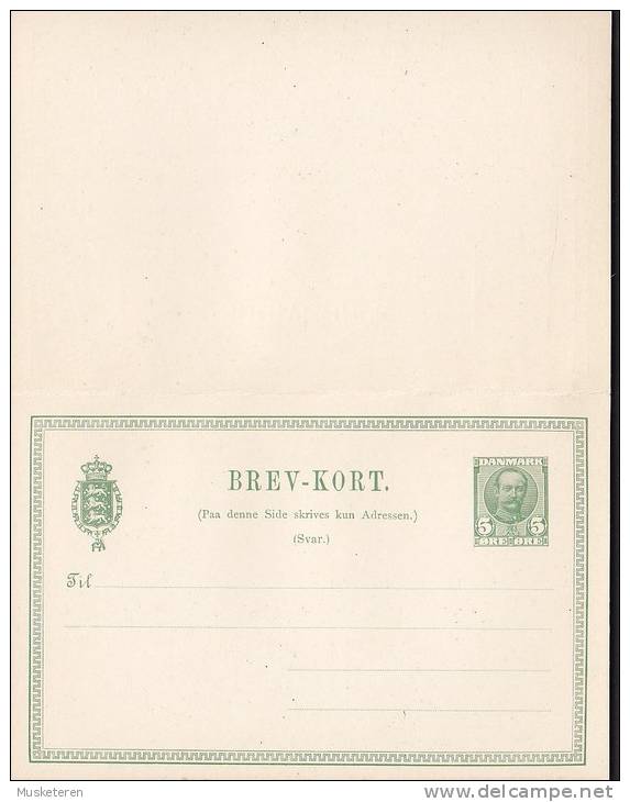 Denmark Postal Stationery Ganzsache Entier 5 Ø King König Frederik VIII. Brevkort M. Antwort Unused (2 Scans) - Ganzsachen