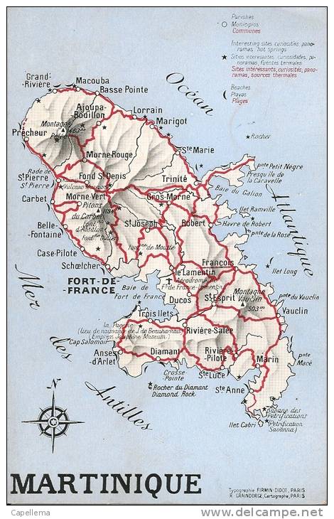 CARTE GEOGRAPHIQUE DE LA MARTINIQUE - - Nieuw-Caledonië