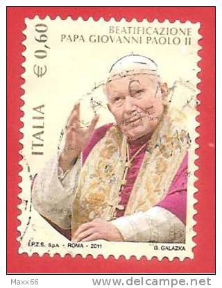 ITALIA REPUBBLICA USATO - 2011 - Beatificazione Di Papa Giovanni Paolo II - € 0,60 - S. 3232 - 2011-20: Used