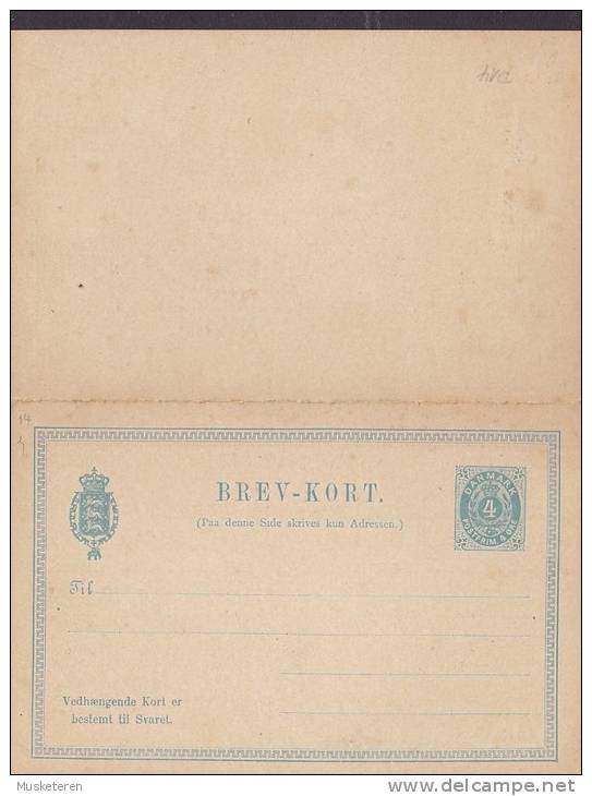 Denmark Postal Stationery Ganzsache Entier 4 Ø Brev-Kort Wertziffer Mit Krone Und Ähren M. Antwort Unused - Ganzsachen